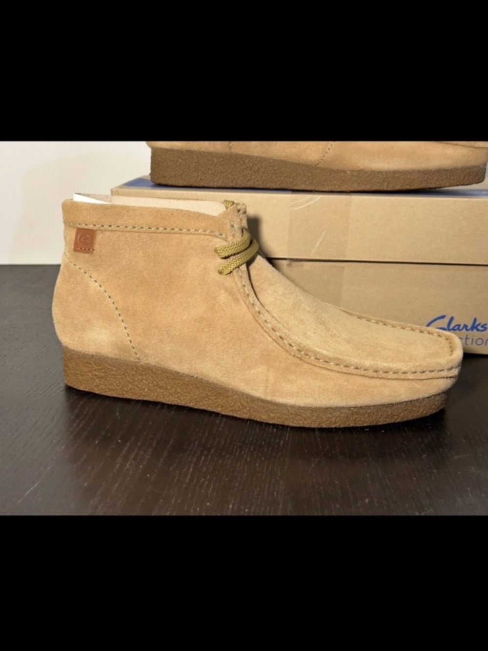 Clarks Shacre Boots Dark Sand Suede Mens Size 9.5W (Wide)